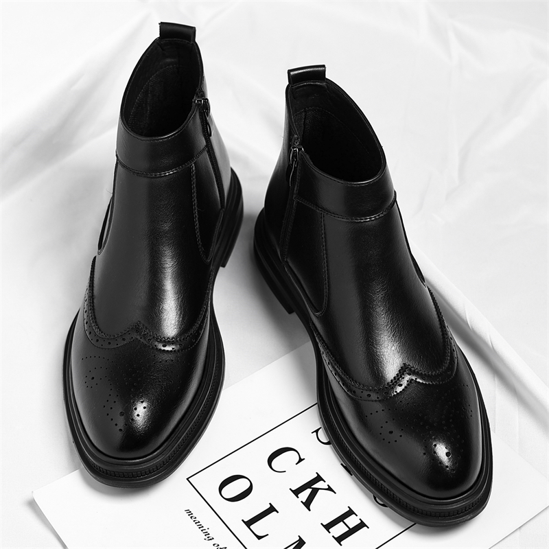 Men Formal Wear With Boots - Jesienno-zimowe męskie buty biznesowe z grubą