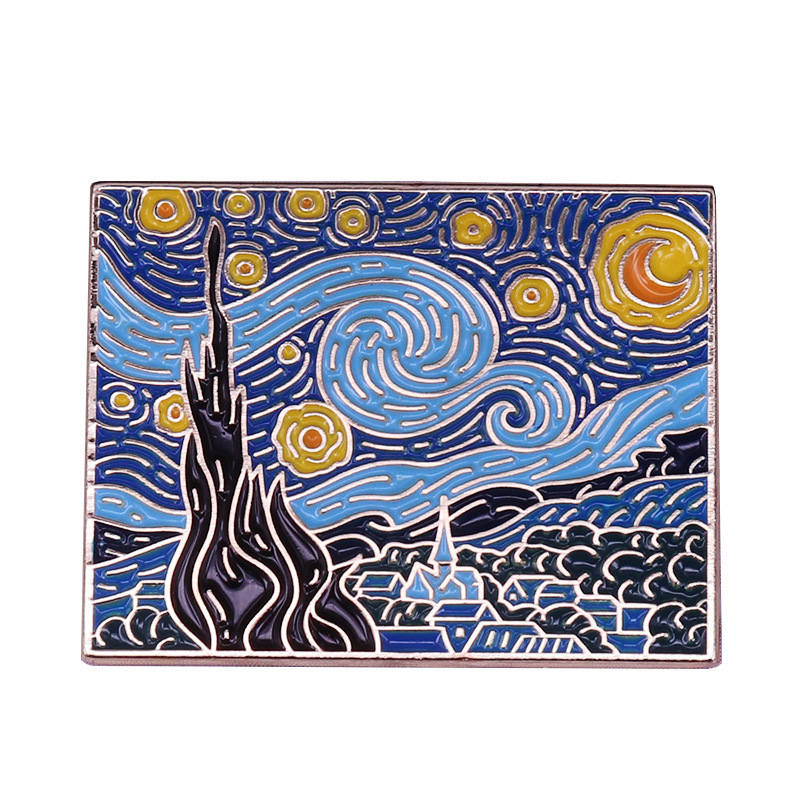 Tuxedo Lapel Pin - Przypinka Van Gogh z miękkiej emalii,