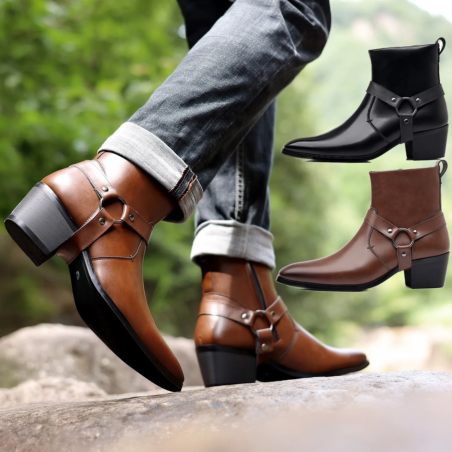 Men Formal Wear With Boots - Klasyczne zachodnie kowbojskie buty rycerskie Mans