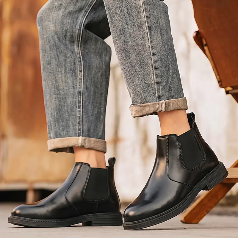 Męskie skórzane botki Chelsea, – Men Formal Wear With Boots recenzja i cena