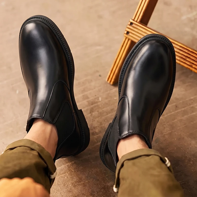 Męskie skórzane botki Chelsea, – Men Formal Wear With Boots recenzja i cena