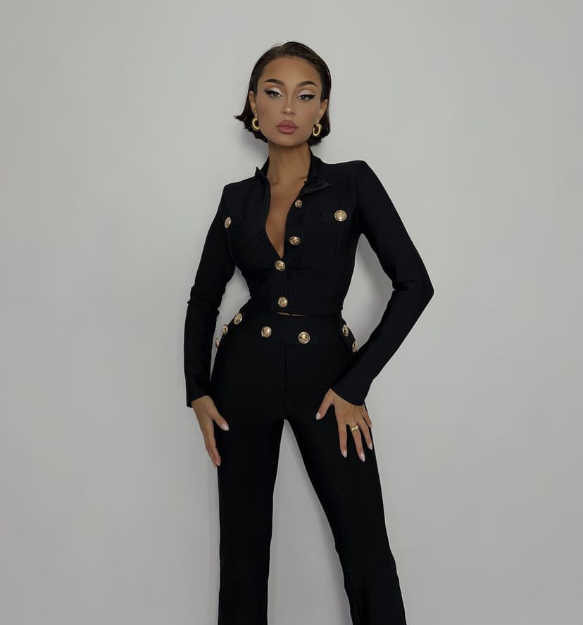 Nowy jesienny styl Czarny kolo – Men Formal Wear All Black recenzja i cena