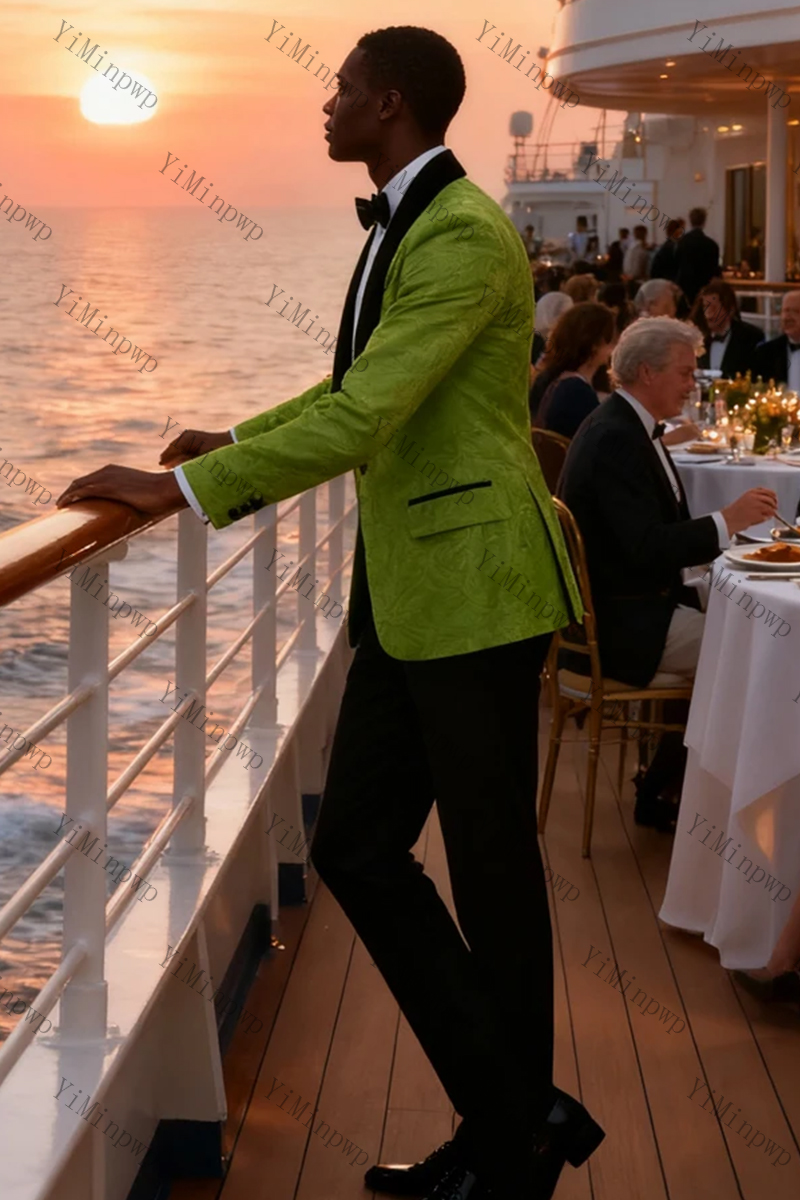YiMinpwp Zielony Żakardowy Gar – Men Formal Wear Modern recenzja i cena