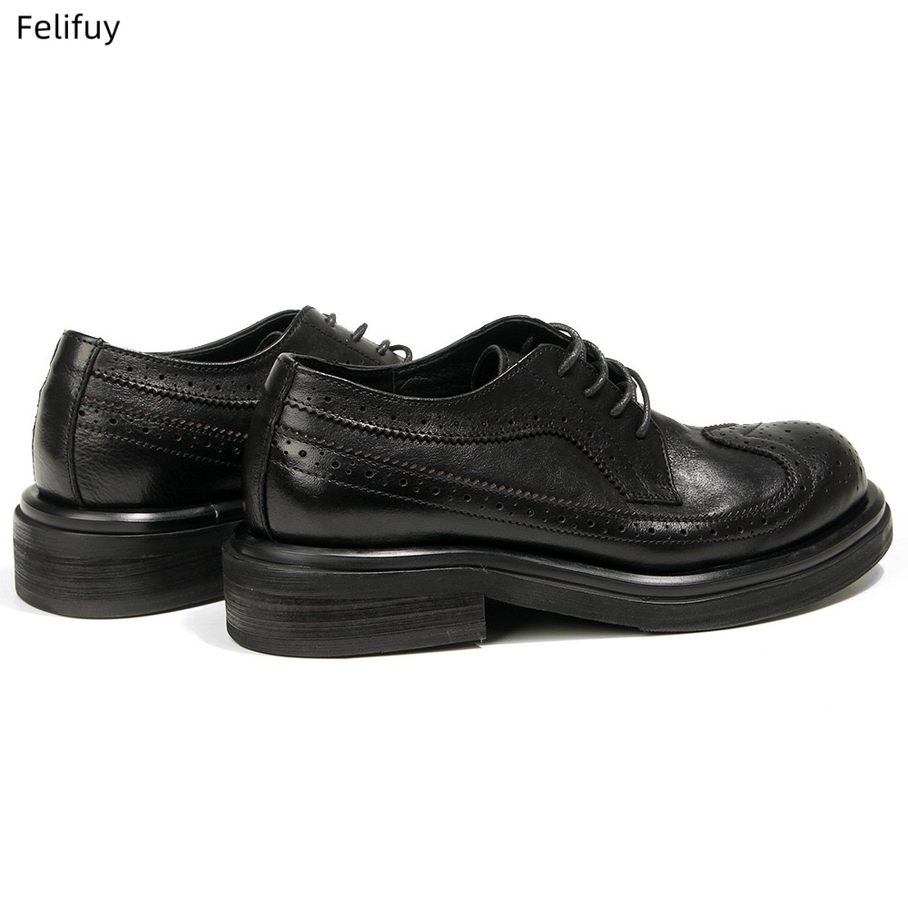 Czarne derby męskie, vintage,  – Men Formal Wear All Black recenzja i cena
